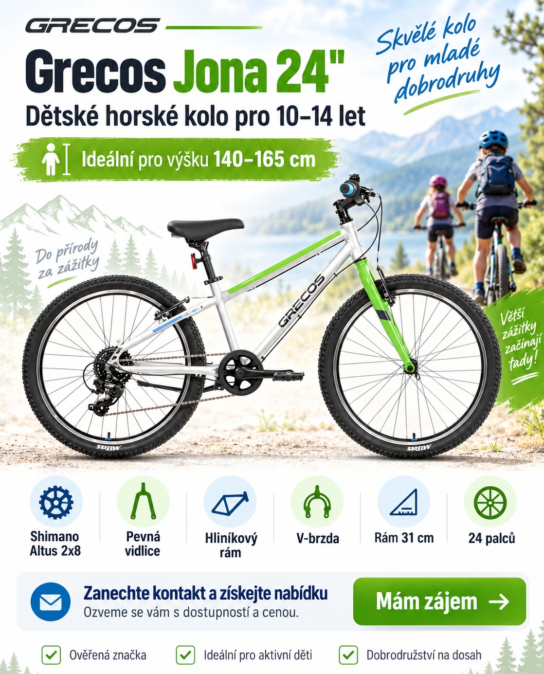 Grecos Jona 24" – horské kolo pro mladé jezdce.