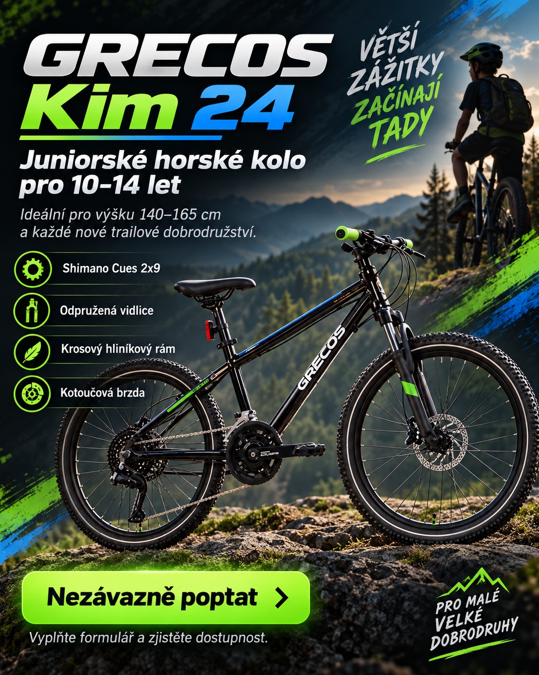Model Kim je horské kolo pro teenagery a dospívající.