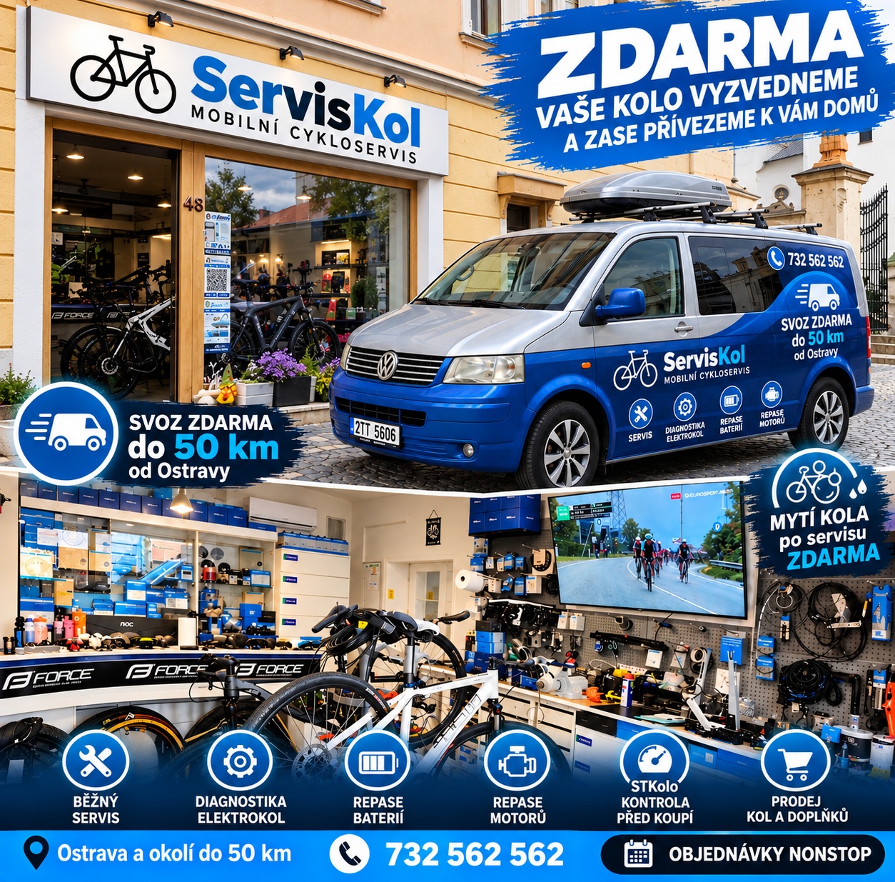 ZDARMA VAŠE KOLO VYZVEDNEME A ZASE PŘIVEZEME K VÁM DOMŮ!