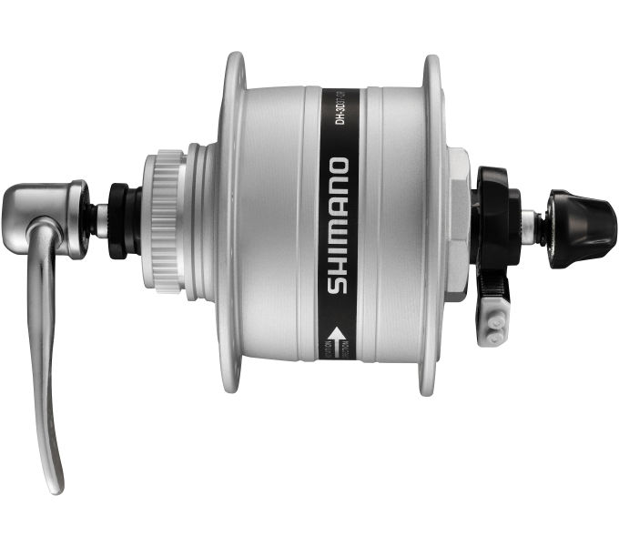SHIMANO dynamo nába DH-3D37 3 W Center-Lock, 36 děr, (rychloupínák), stříbrná bal