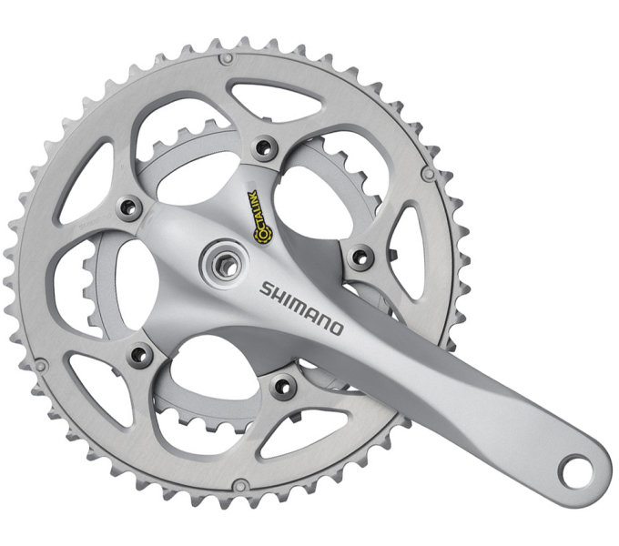 SHIMANO kliky SORA FC-R345 oktalink 2x9 175 mm 50x34z bez krytu stříbrné