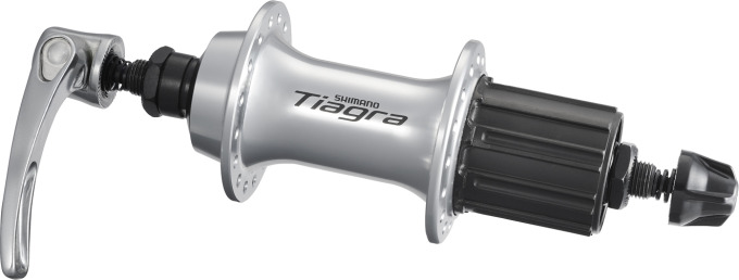 SHIMANO nába zadní TIAGRA FH-RS400 pro ráfkovou brzdu 10/11 rychl 32 děr RU: 168 mm stříbrná