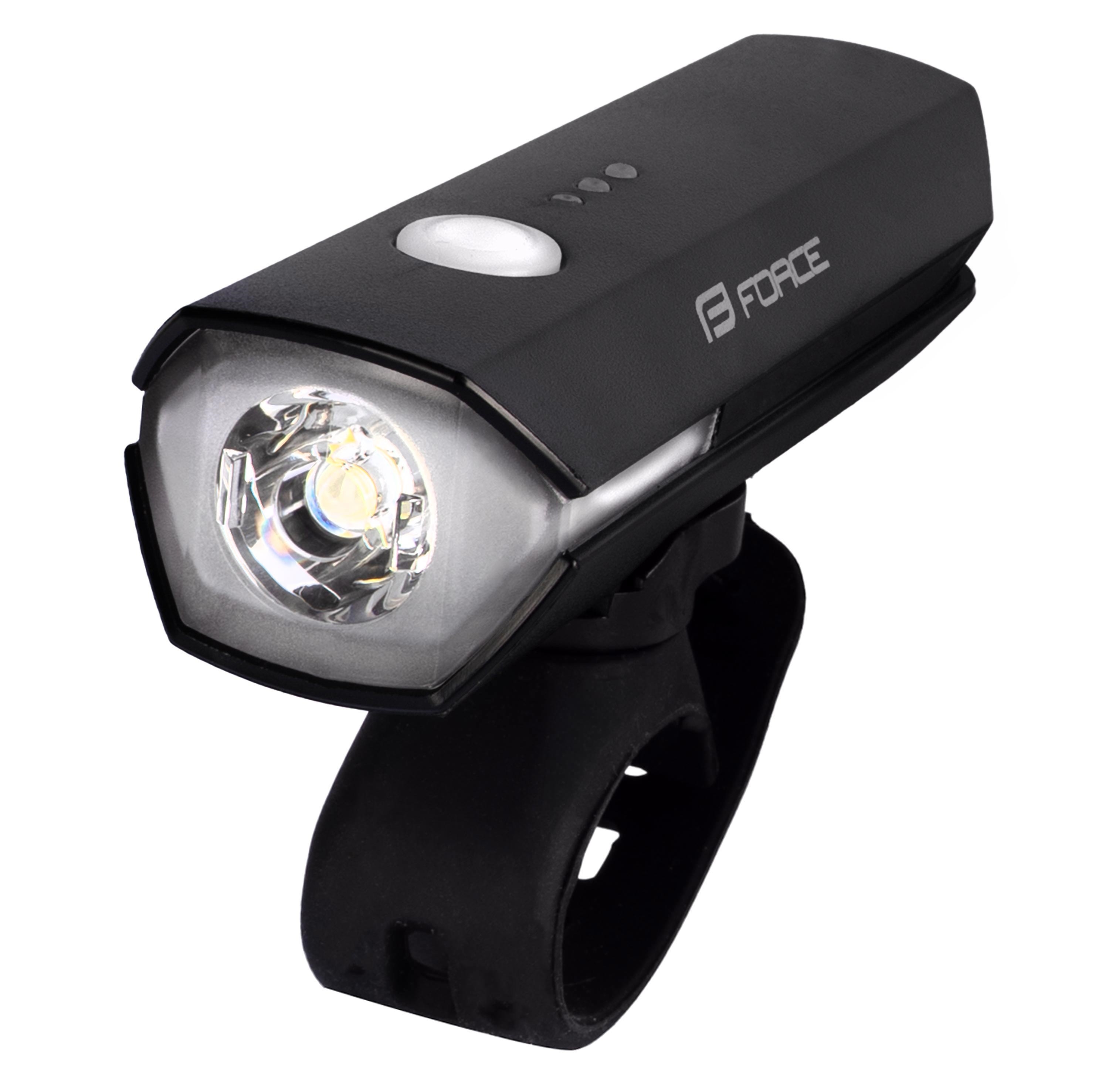 světlo přední FORCE FLUX 550LM USB, černé