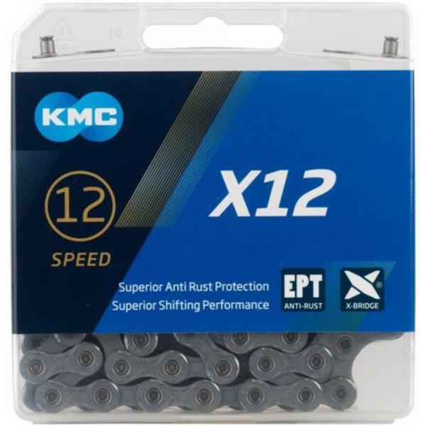 řetěz KMC X12 EPT šedý v krabičce se spojkou 126čl.