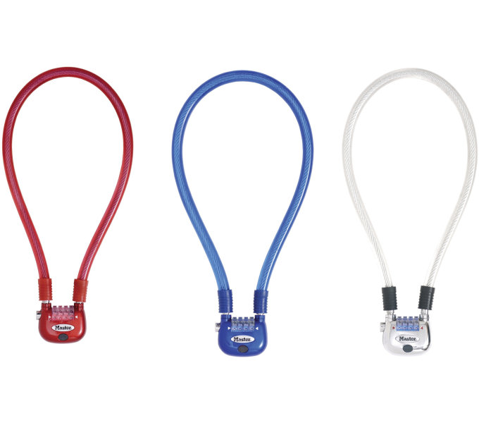 MasterLock Zámek PENDLER 60cm x 12mm svítící nastavitelná kombinace, vinylový potah, modrý