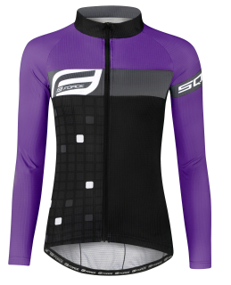 dres F SQUARE LADY dl. rukáv, černo-fialový S