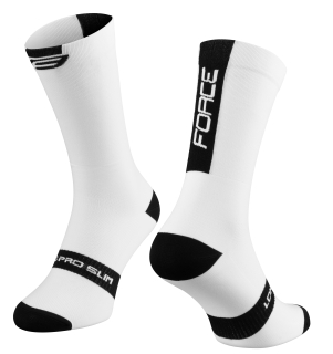 ponožky FORCE LONG PRO SLIM, bílo-černé S-M/36-41