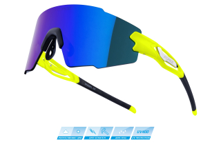brýle FORCE MANTRA fluo, modré zrc. sklo