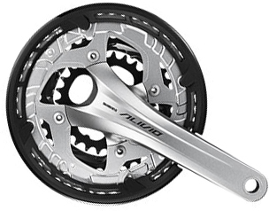 SHIMANO kliky ALIVIO FC-T4060 integr.klika 3x9 175 mm 44x32x22z bez BB misek s krytem stříbrné