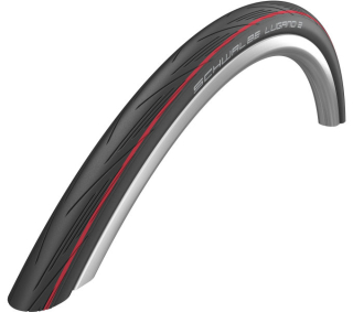 SCHWALBE plášť LUGANO II, 25-622, 28 x 1.00, K-Guard, Silica, 365 g, černá s červenou linkou