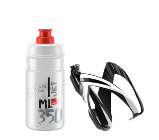 ELITE KIT CEO košík černý lesklý + láhev JET čirá/červená, 350 ml