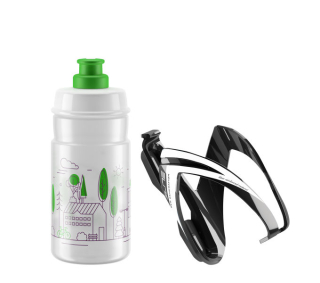 ELITE KIT CEO košík černý lesklý + láhev JET čirá/zelená, 350 ml