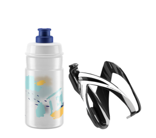 ELITE KIT CEO košík černý lesklý + láhev JET čirá/modrá, 350 ml