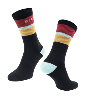 ponožky FORCE STRIPE dlouhé, černé L-XL/42-46