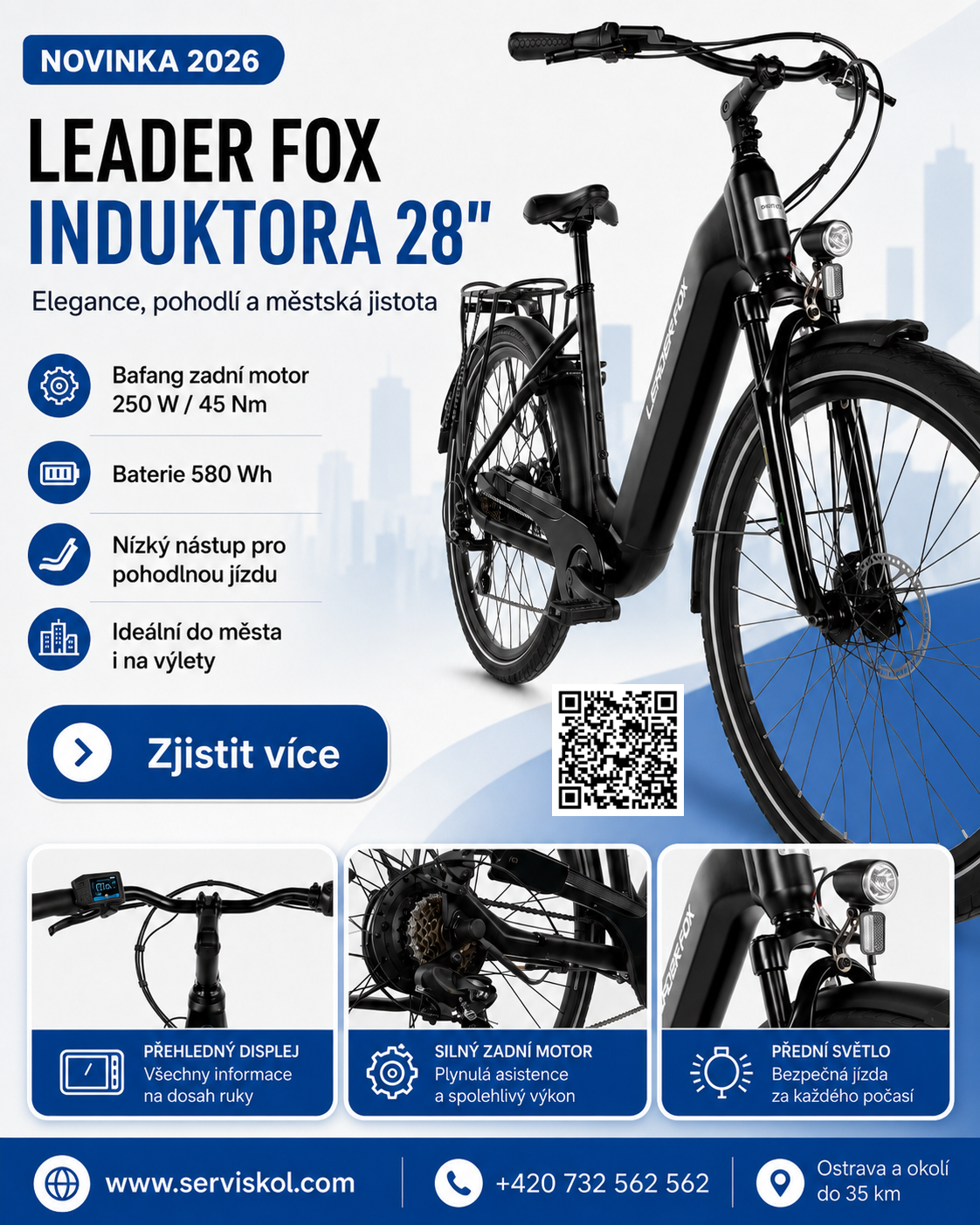 Leader Fox INDUKTORA 28" – městské elektrokolo - black matt